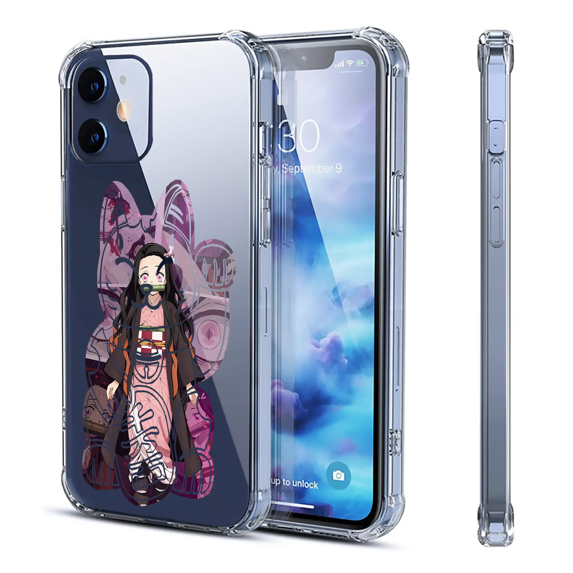 鬼滅の刃 グッズ,竈門 禰豆子 - IPhone 12シリーズ対応 ・ 透明スマホケース ・ クリアソフトケース ・ TPU素材 ・ 耐衝撃 ・ 高密着 ・ 防汚 防指紋 ・ 簡単着脱